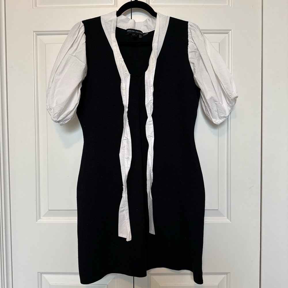 English Factory Black and White Mini Dress